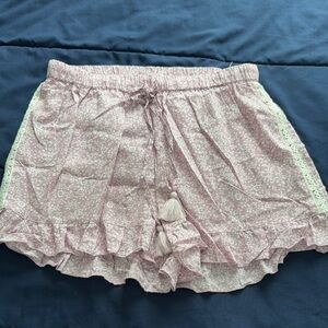 Pink Floral Ruffle Shorts